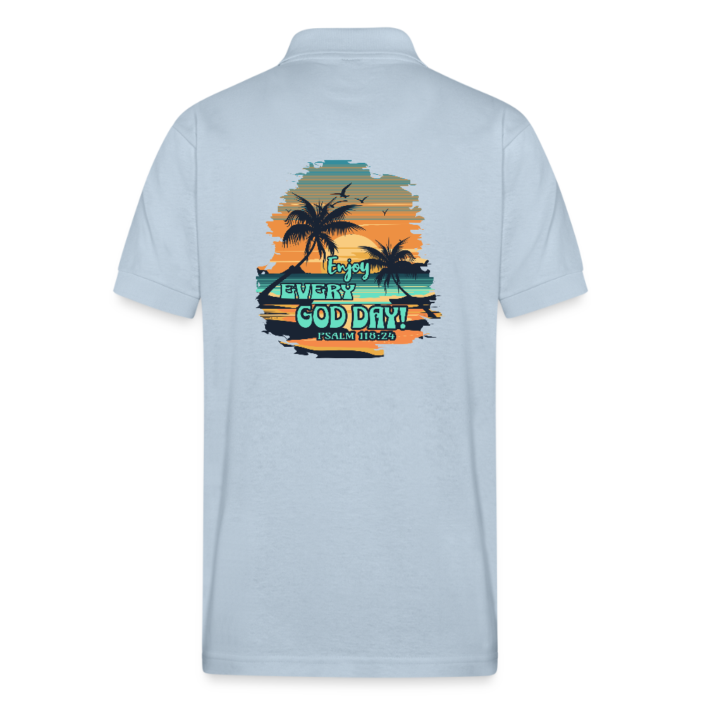 Enjoy Every God Day Gildan Unisex 50/50 Jersey Polo - light blue