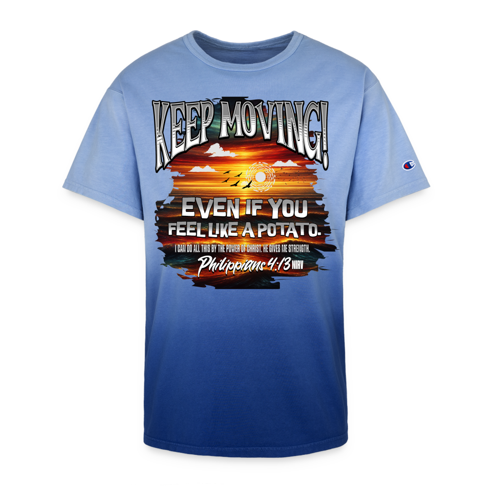 CDG - Keep Moving Even If You Feel Like a Potato. - Champion Dip Dye T-shirt - royal ombre