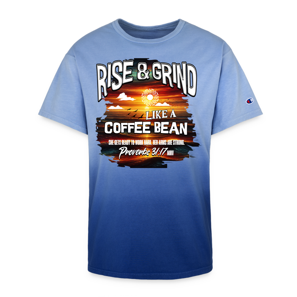 CDG - Rise & Grind Like a Coffee Bean - Champion Dip Dye T-shirt - royal ombre