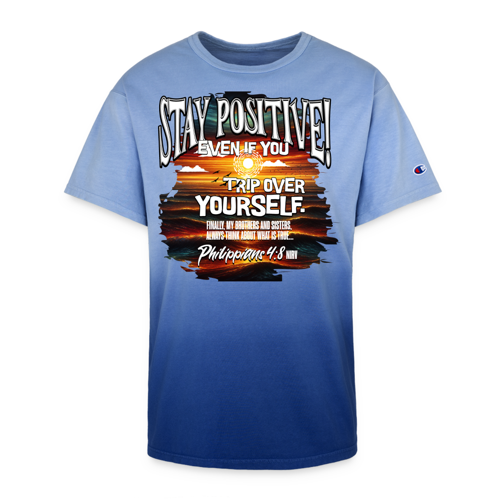 CDG - Stay Positive Even If You Trip Over Yourself - Champion Dip Dye T-shirt - royal ombre