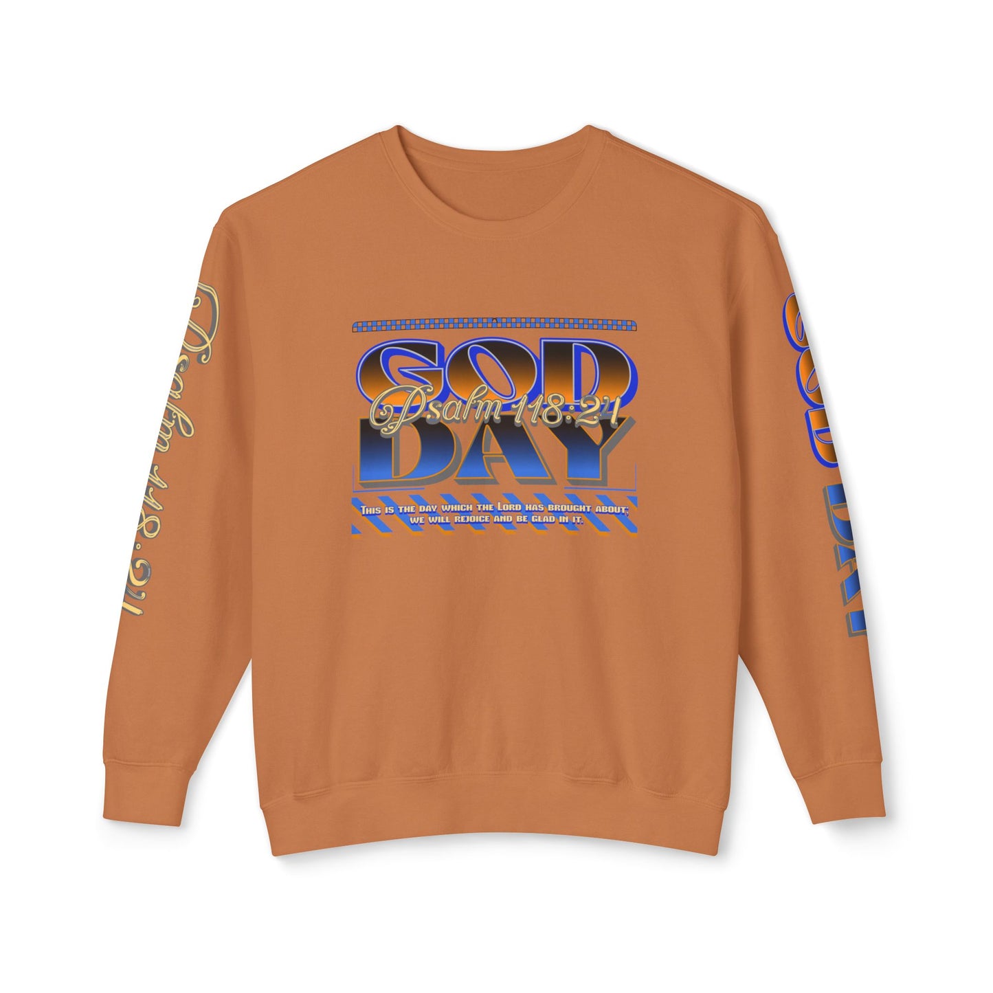 "God Day" Unisex Lightweight Crewneck Sweatshirt w/Sleeve Text