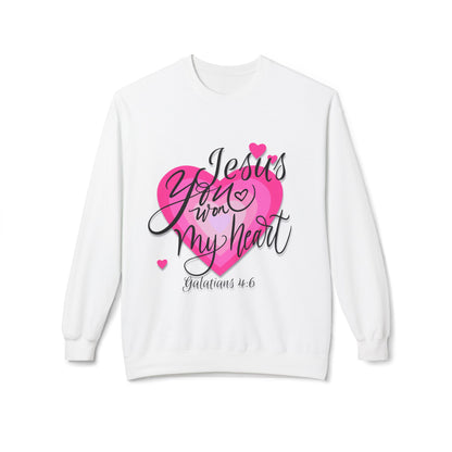 "Jesus You Won my Heart" Unisex Midweight Softstyle Fleece Crewneck Sweatshirt