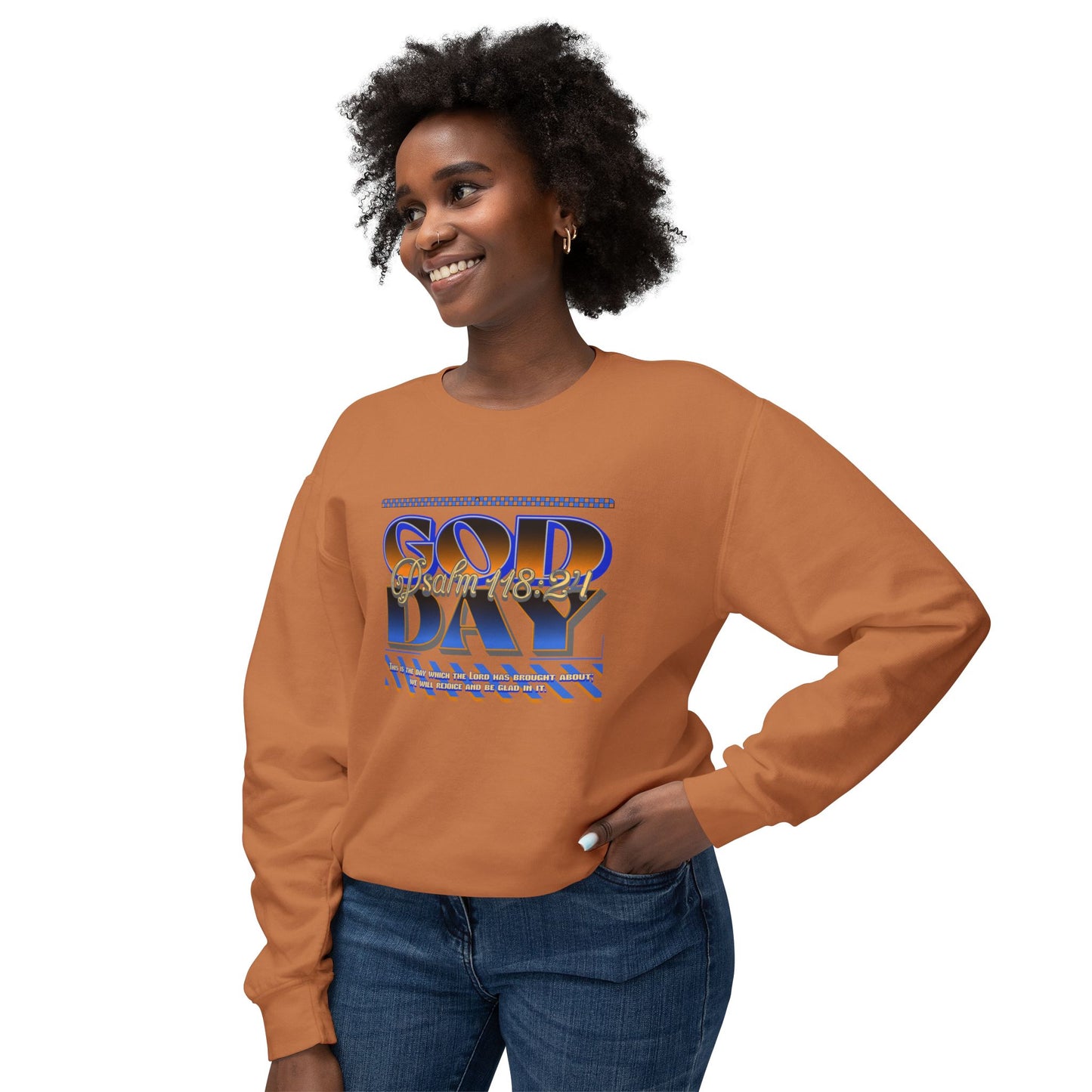 "God Day" Unisex Lightweight Crewneck Sweatshirt w/no Sleeve Text