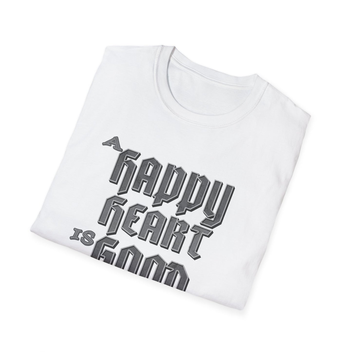 A Happy Heart Unisex Softstyle T-Shirt [Gray Text]