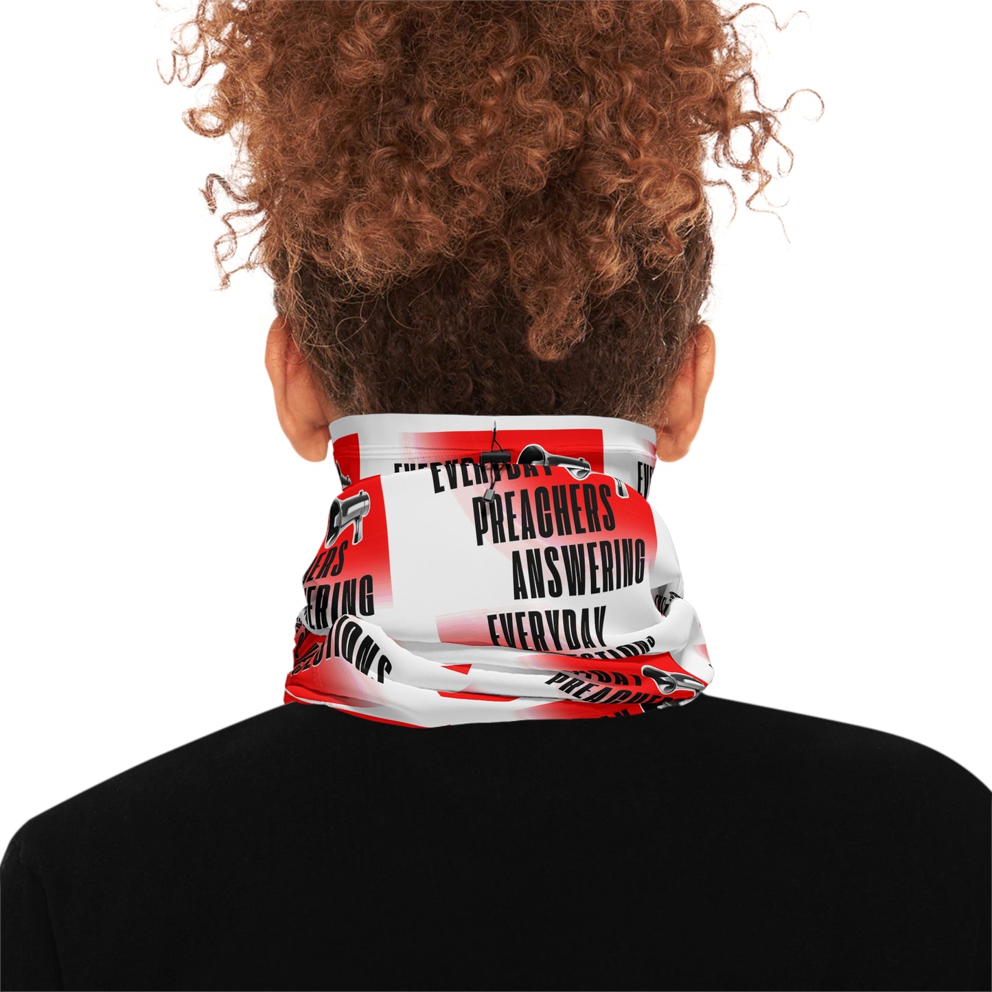 Everyday Preachers... Winter Neck Gaiter With Drawstring [Red/Black Text -Red Gradient]
