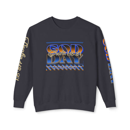 "God Day" Unisex Lightweight Crewneck Sweatshirt w/Sleeve Text