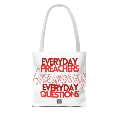 Everyday Preachers... Everyday Tote Bag (AOP) [Red/White Text]