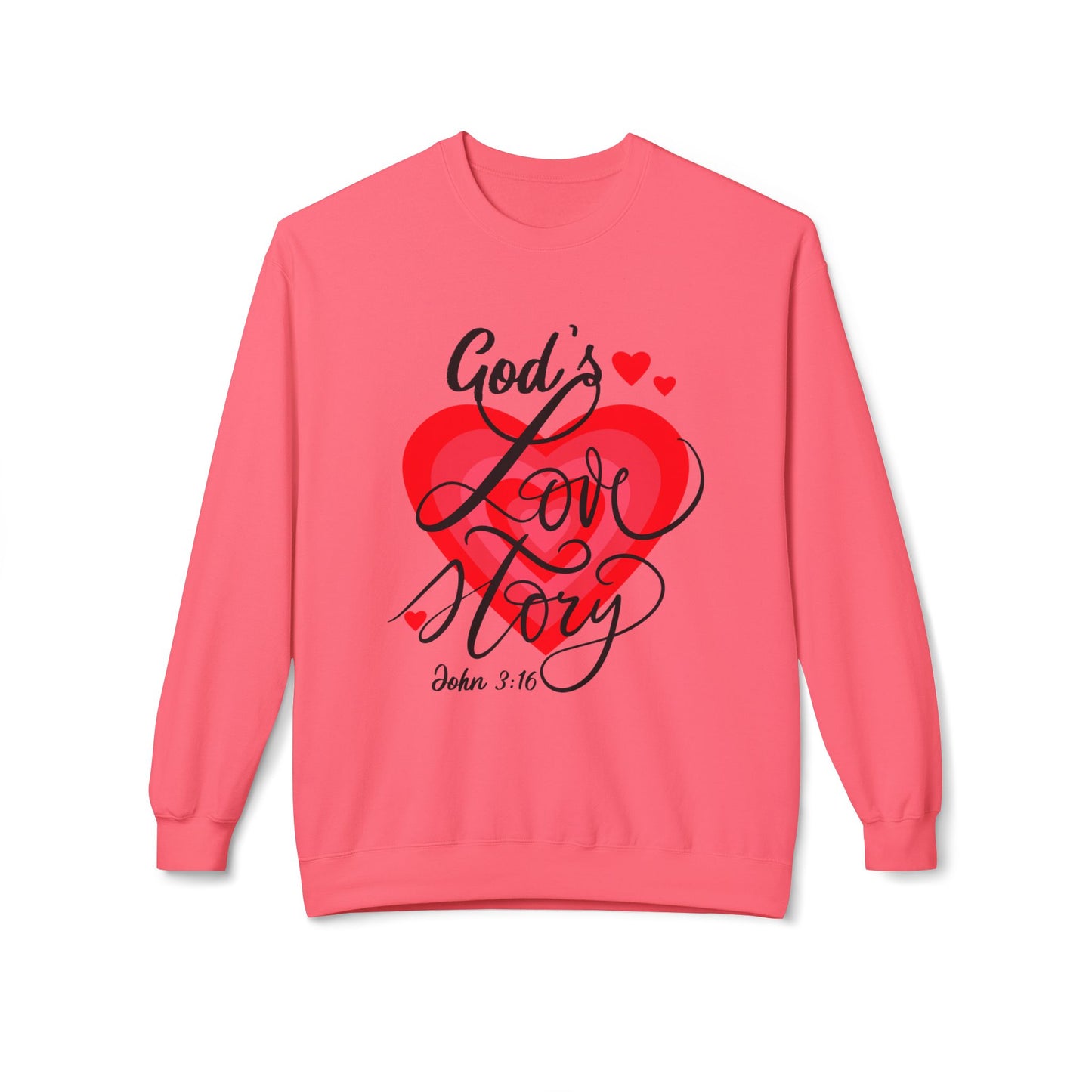 "God's Love Story" Unisex Midweight Softstyle Fleece Crewneck Sweatshirt
