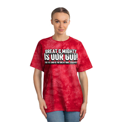 "Great and Mighty is Our God!" Tie-Dye Tee, Crystal