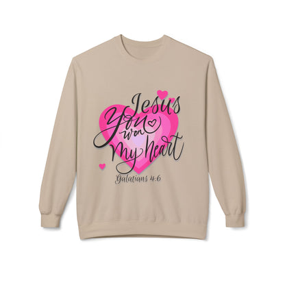 "Jesus You Won my Heart" Unisex Midweight Softstyle Fleece Crewneck Sweatshirt