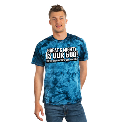 "Great and Mighty is Our God!" Tie-Dye Tee, Crystal