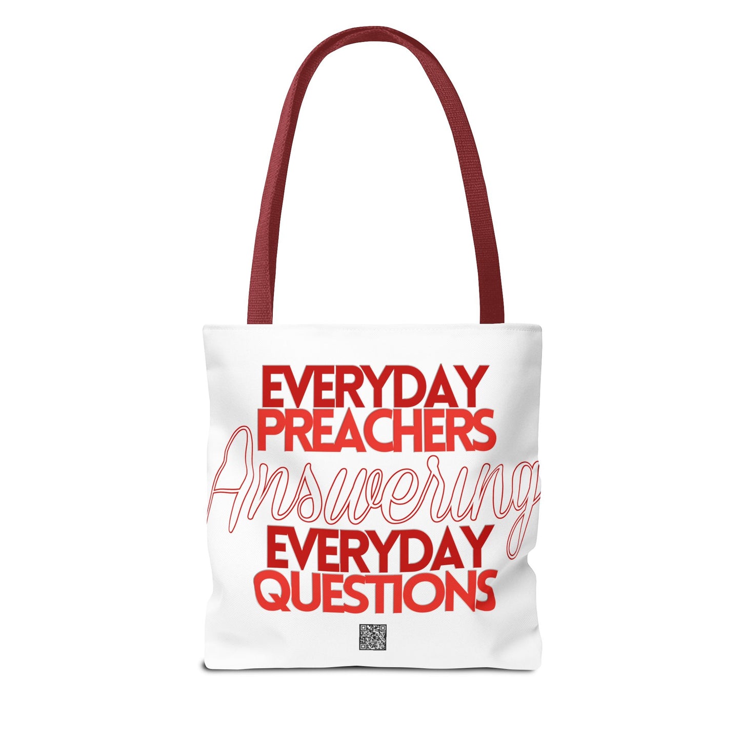Everyday Preachers... Everyday Tote Bag (AOP) [Red/White Text]