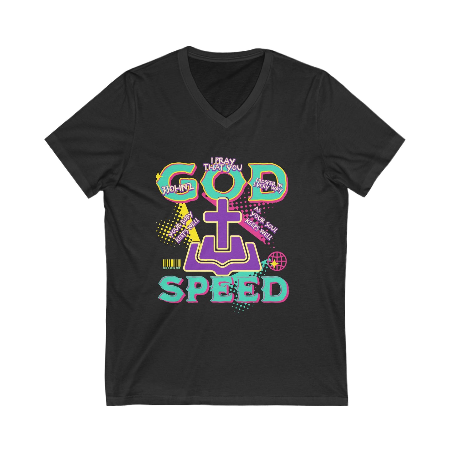 "GODSPEED" Unisex Jersey Short Sleeve V-Neck Tee