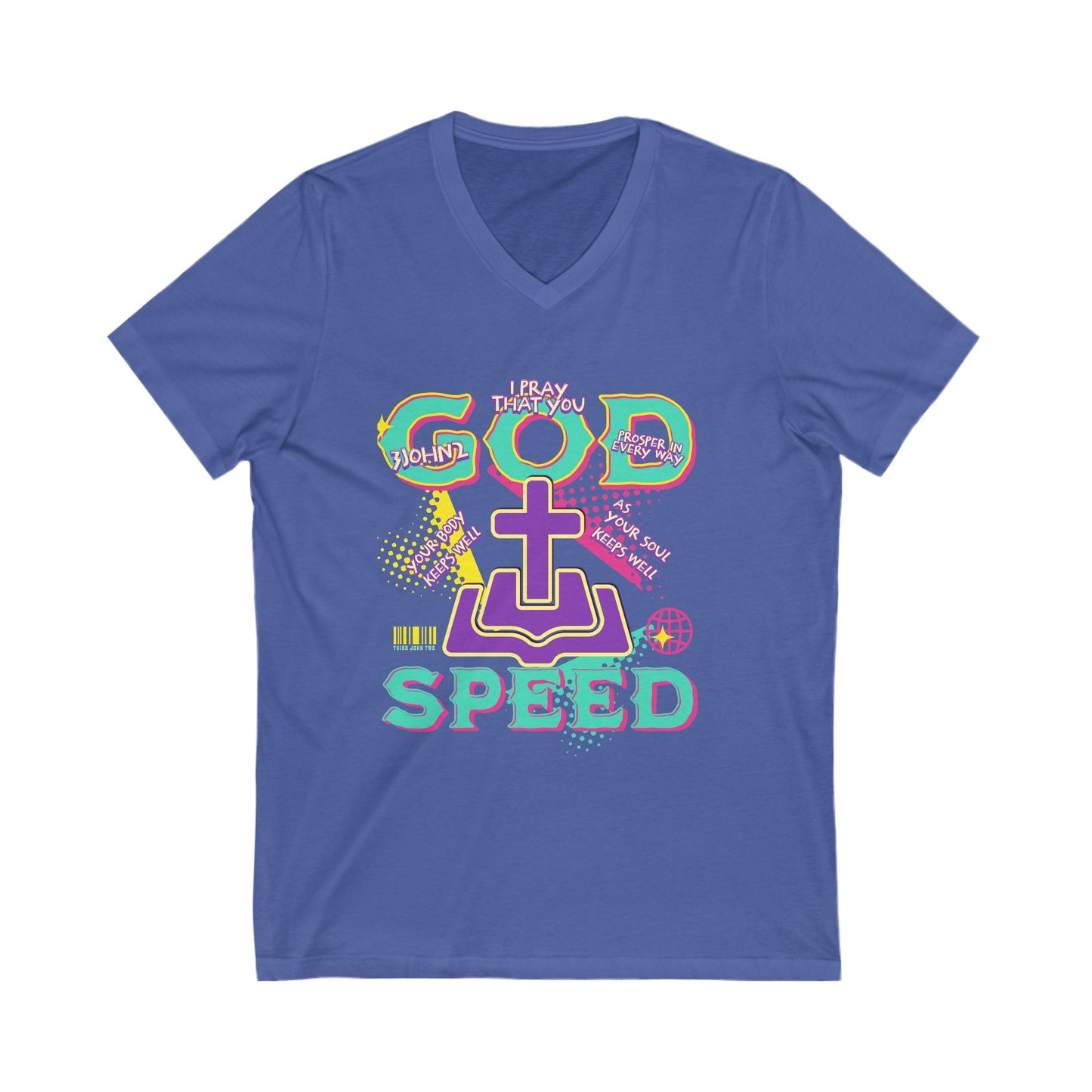"GODSPEED" Unisex Jersey Short Sleeve V-Neck Tee