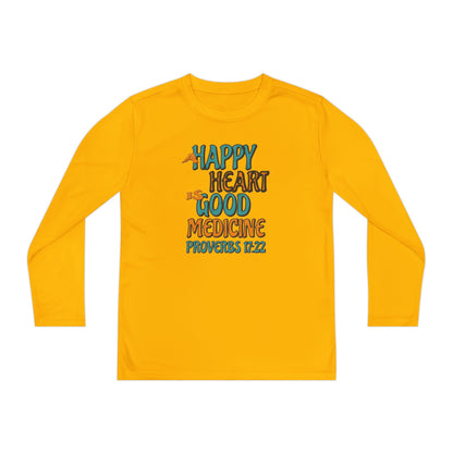 "A Happy Heart is Good Medicine" Youth Long Sleeve Competitor Tee