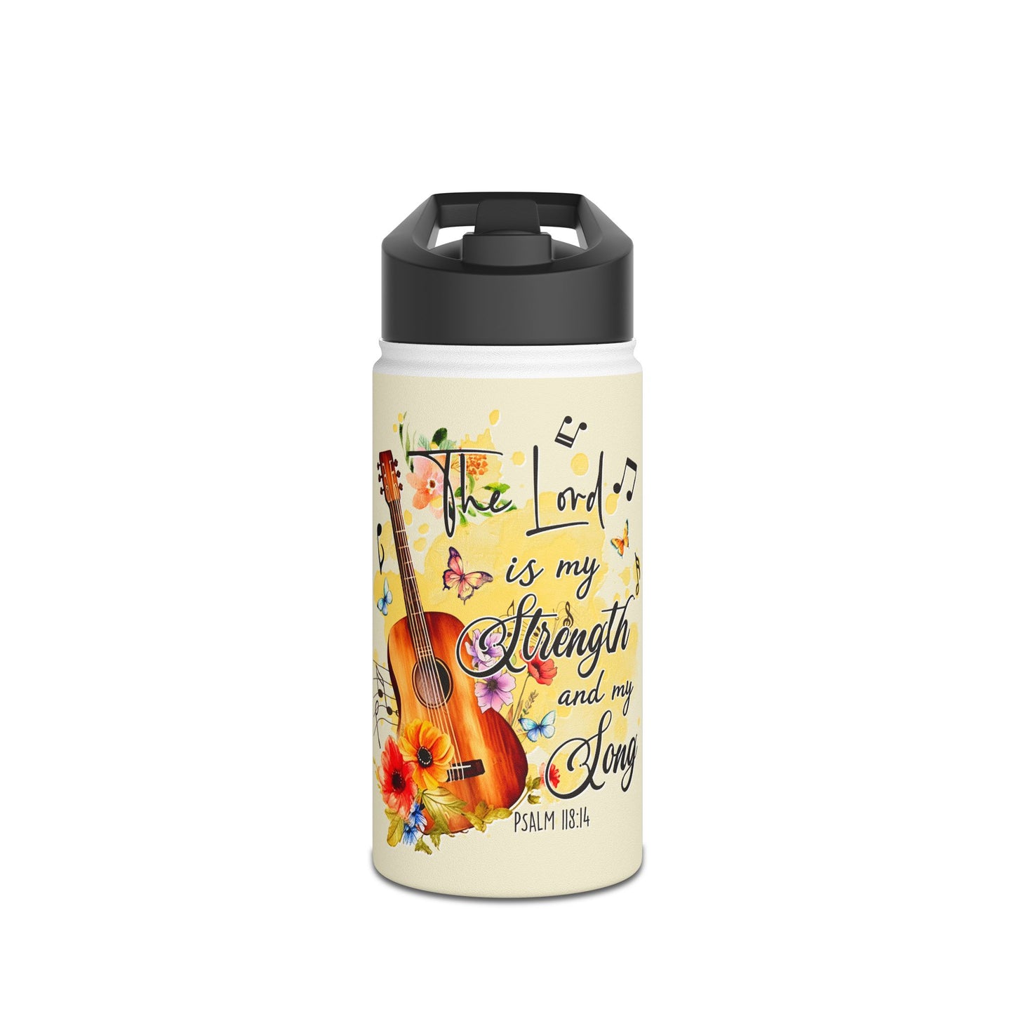 "The Lord is my Strength and my Song!" Stainless Steel Water Bottle, Standard Lid