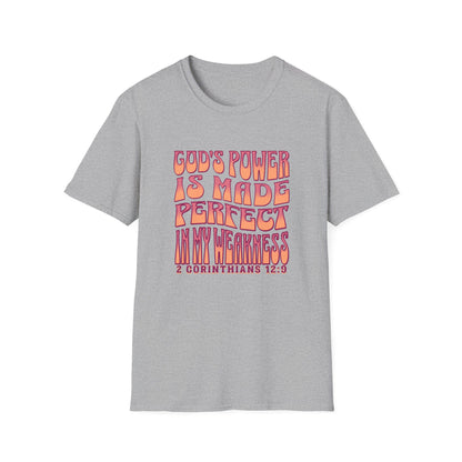 "God's Power is Made Perfect in My Weakness" Unisex Softstyle T-Shirt
