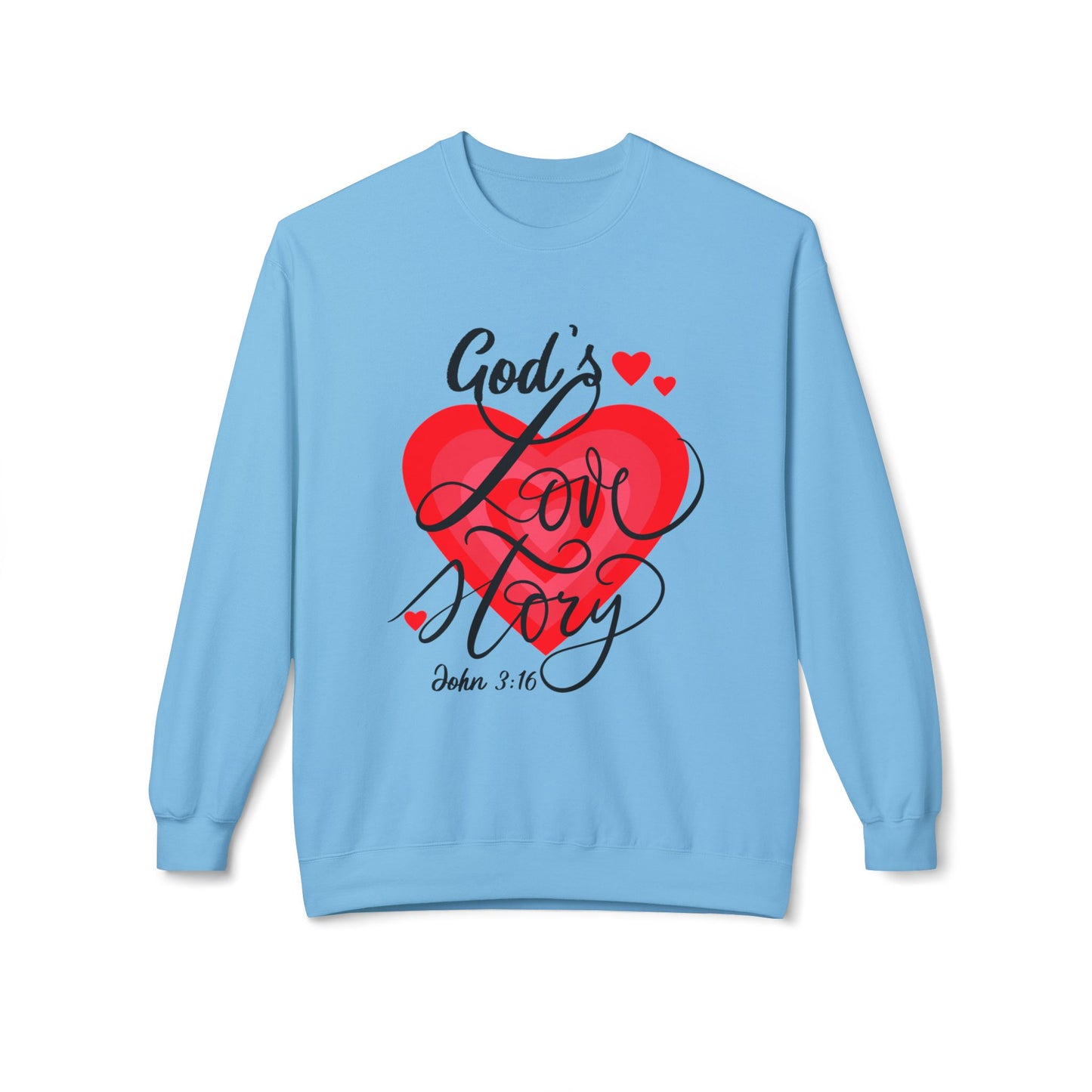 "God's Love Story" Unisex Midweight Softstyle Fleece Crewneck Sweatshirt