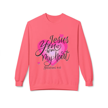 "Jesus You Won my Heart" Unisex Midweight Softstyle Fleece Crewneck Sweatshirt