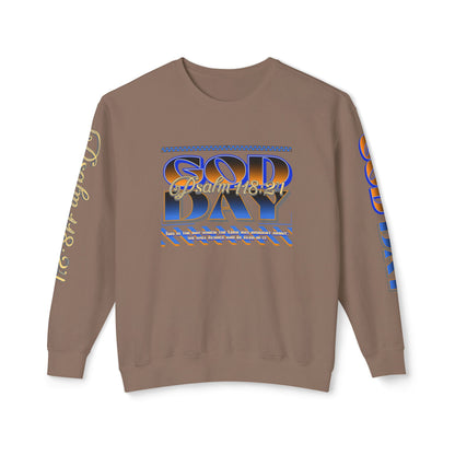 "God Day" Unisex Lightweight Crewneck Sweatshirt w/Sleeve Text