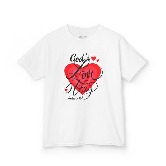 "God's Love Story" Kids Heavy Cotton™ Tee