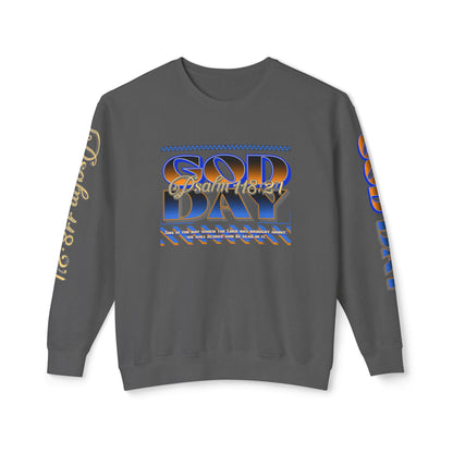"God Day" Unisex Lightweight Crewneck Sweatshirt w/Sleeve Text