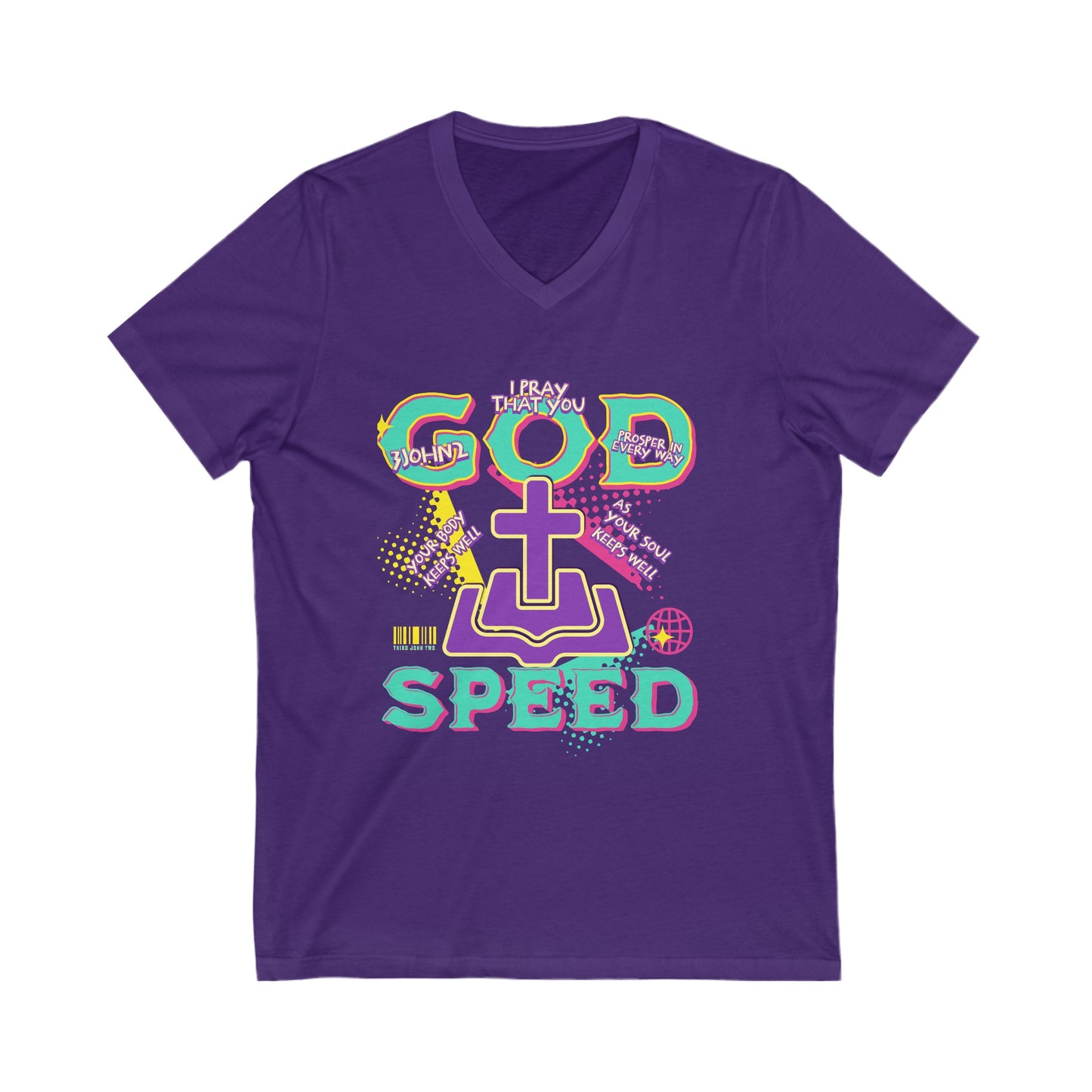 "GODSPEED" Unisex Jersey Short Sleeve V-Neck Tee
