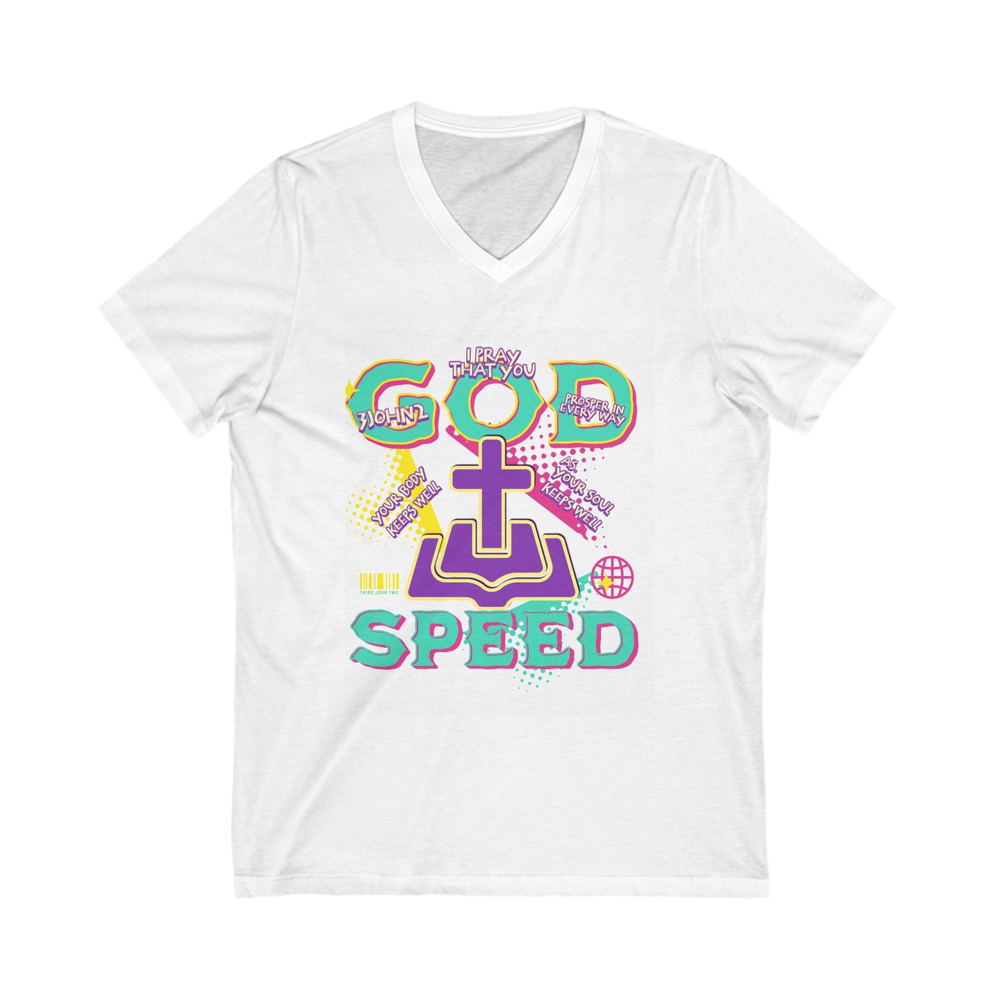"GODSPEED" Unisex Jersey Short Sleeve V-Neck Tee