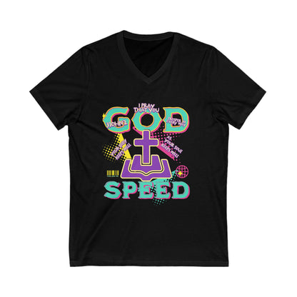 "GODSPEED" Unisex Jersey Short Sleeve V-Neck Tee