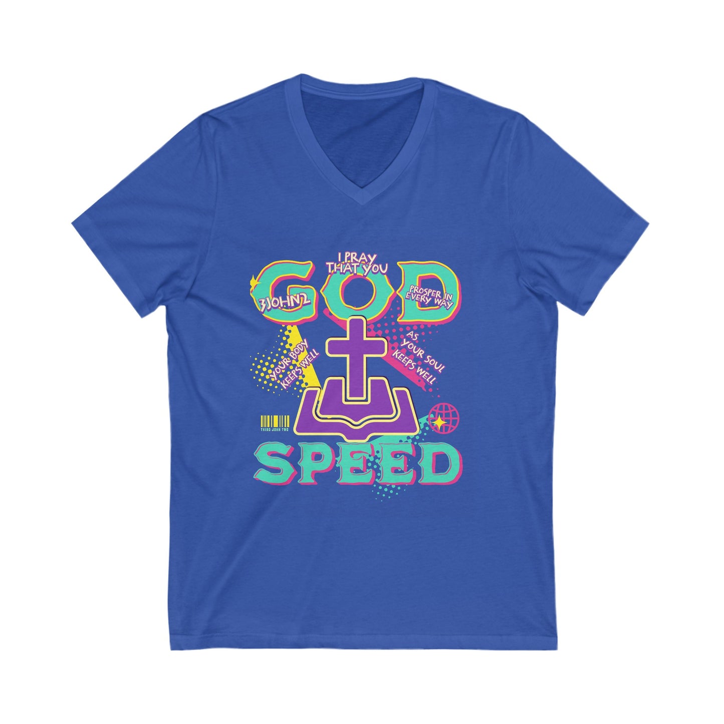 "GODSPEED" Unisex Jersey Short Sleeve V-Neck Tee