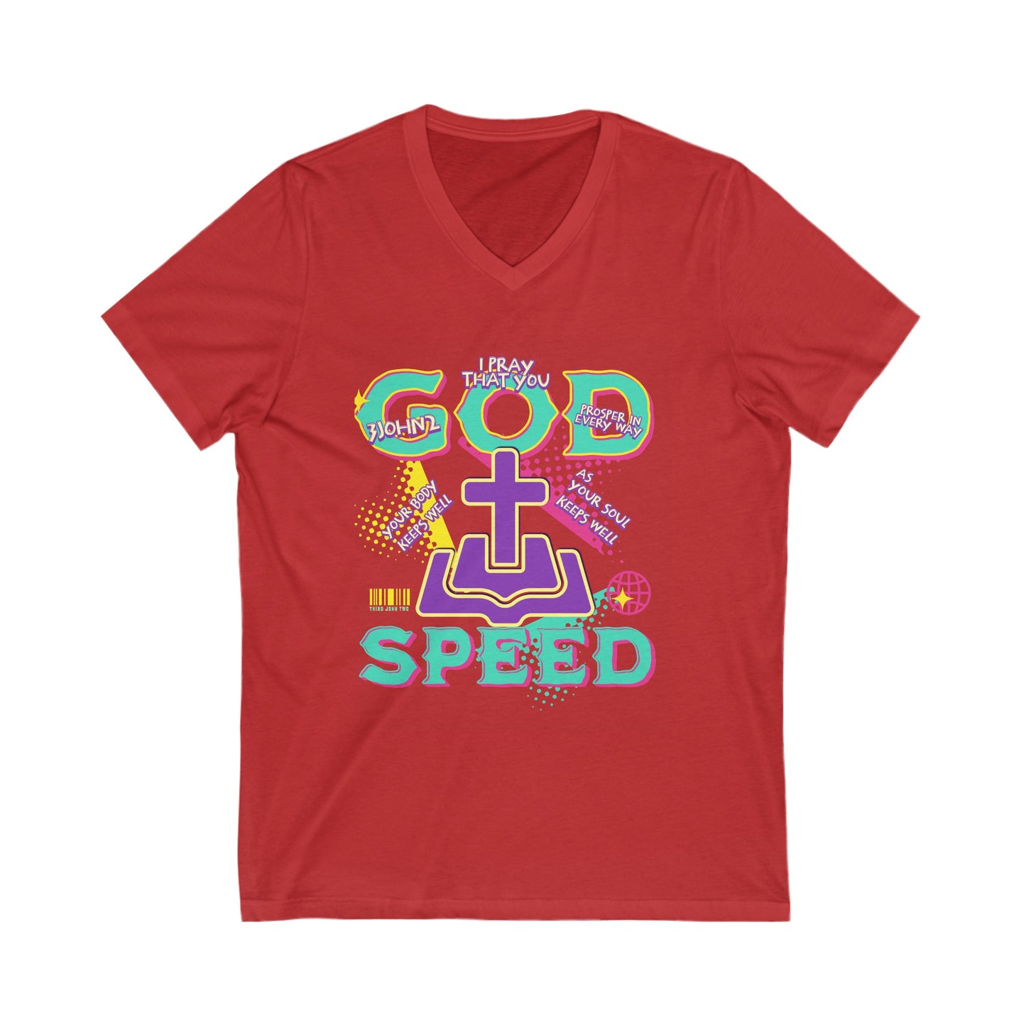 "GODSPEED" Unisex Jersey Short Sleeve V-Neck Tee