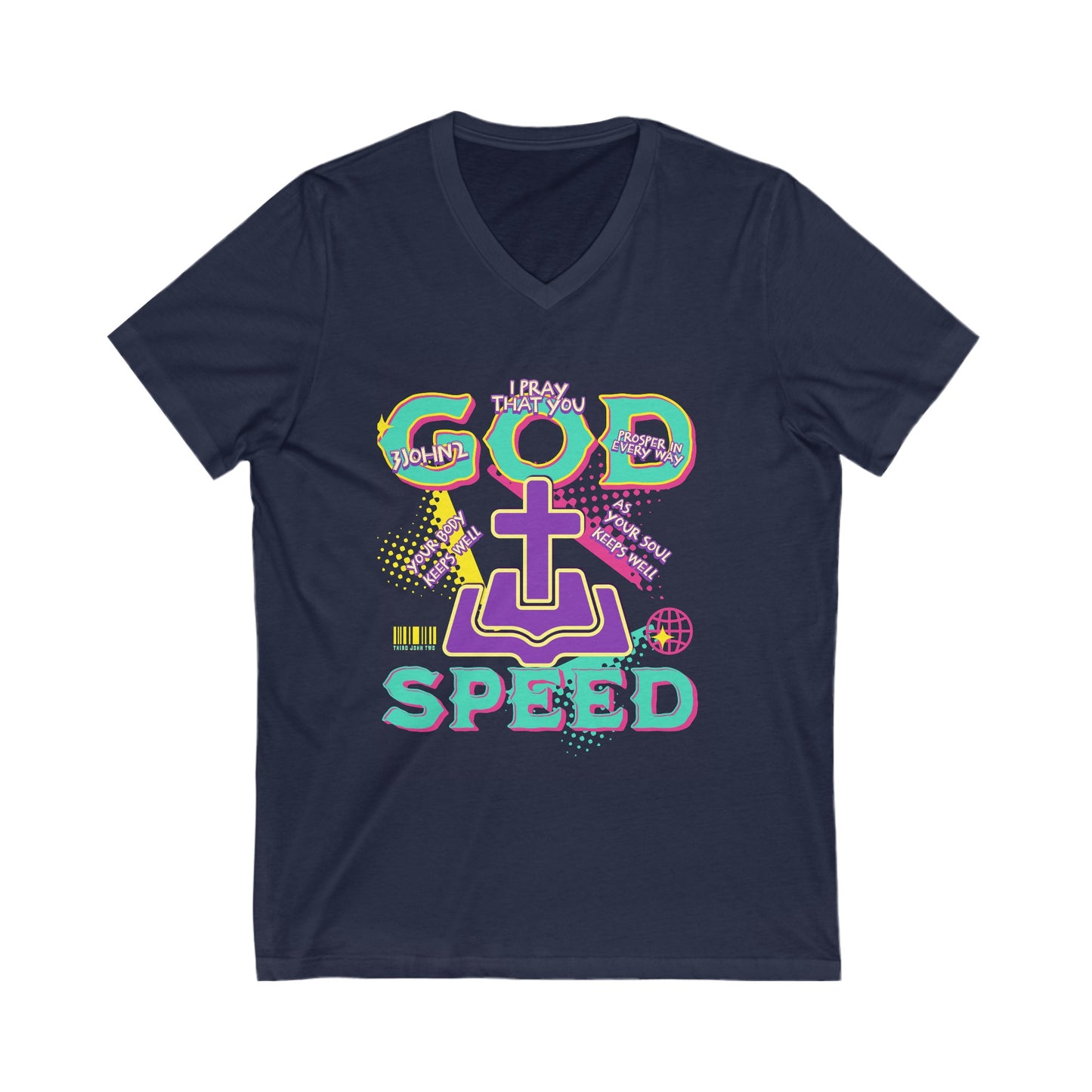 "GODSPEED" Unisex Jersey Short Sleeve V-Neck Tee