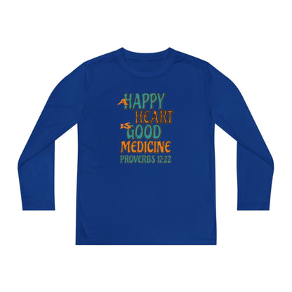 "A Happy Heart is Good Medicine" Youth Long Sleeve Competitor Tee