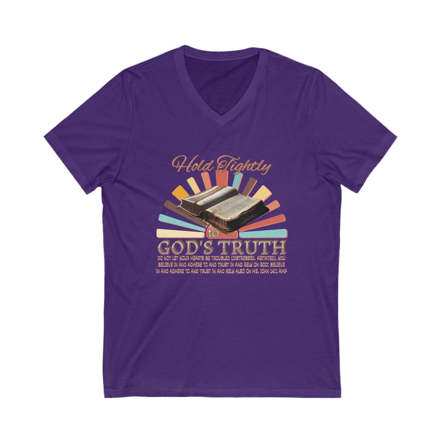 "Hold Tightly to God' Unisex Jersey Short Sleeve V-Neck Tee