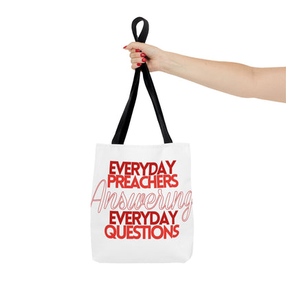 Everyday Preachers... Everyday Tote Bag (AOP) [Red/White Text]