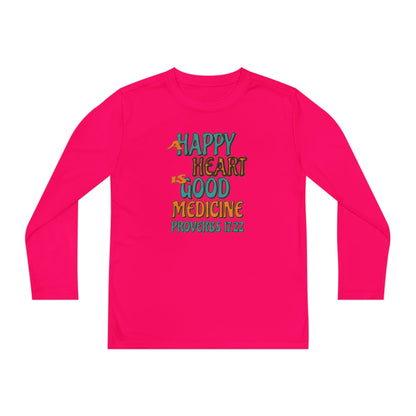 "A Happy Heart is Good Medicine" Youth Long Sleeve Competitor Tee