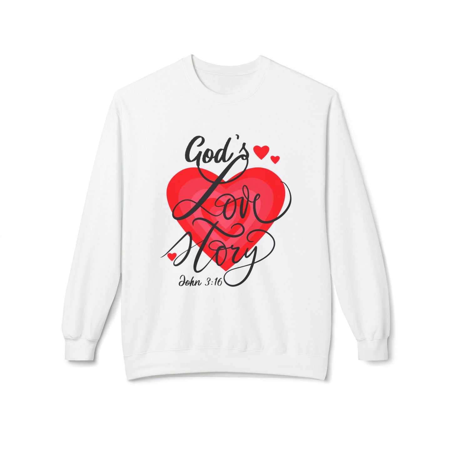 "God's Love Story" Unisex Midweight Softstyle Fleece Crewneck Sweatshirt
