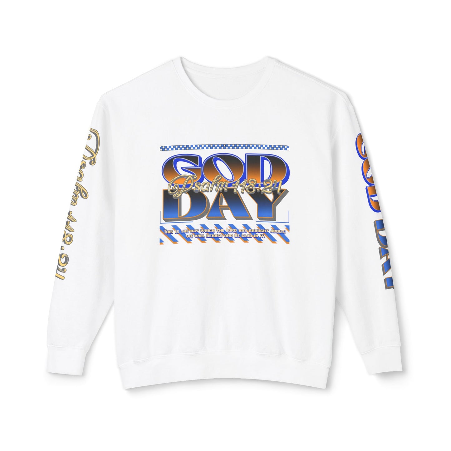 "God Day" Unisex Lightweight Crewneck Sweatshirt w/Sleeve Text