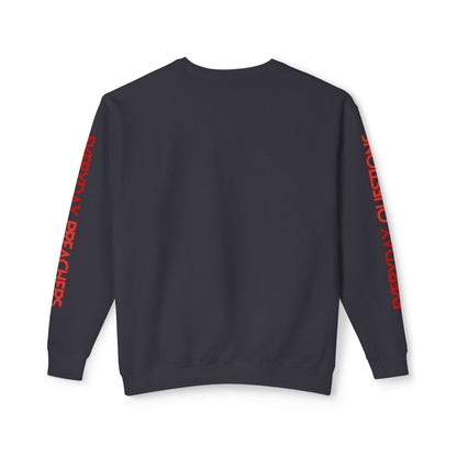 Everyday Preachers... Unisex Lightweight Crewneck Sweatshirt [Red/White text w/sleeve text]