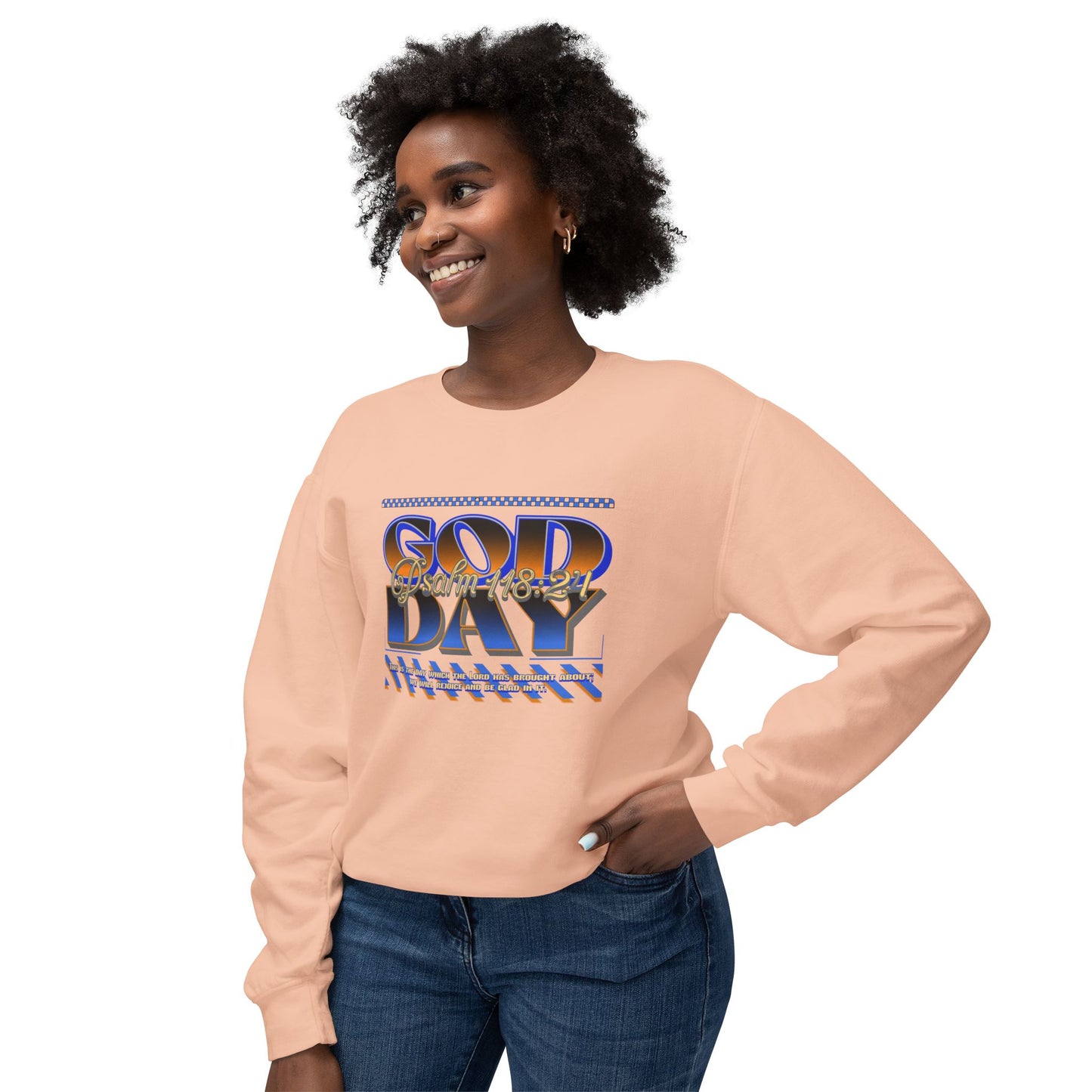"God Day" Unisex Lightweight Crewneck Sweatshirt w/no Sleeve Text