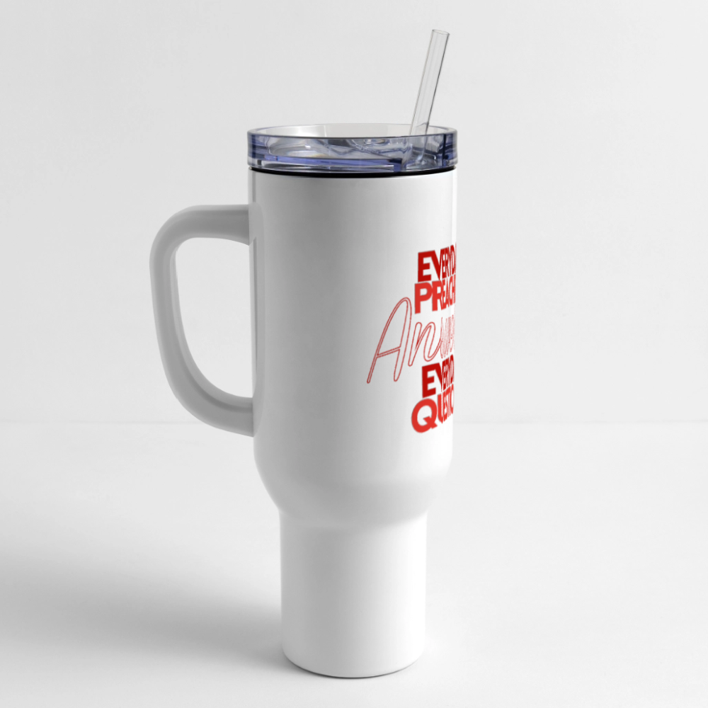 EPAEQ 40 oz Travel Tumbler [Red/White text] - white