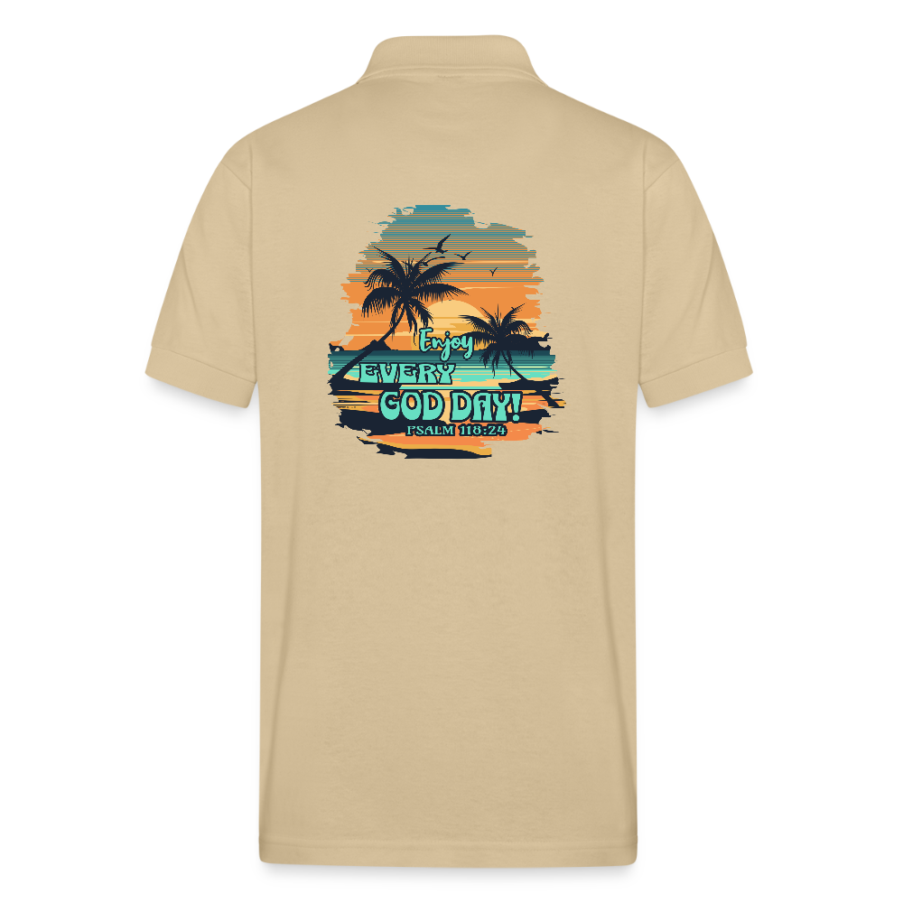 Enjoy Every God Day Gildan Unisex 50/50 Jersey Polo - Sand