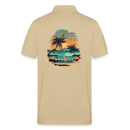 Enjoy Every God Day Gildan Unisex 50/50 Jersey Polo - Sand