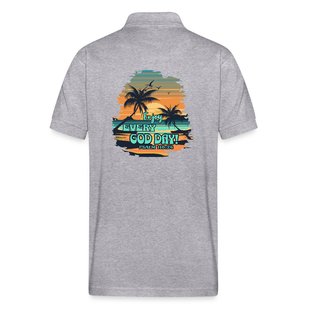 Enjoy Every God Day Gildan Unisex 50/50 Jersey Polo - heather gray