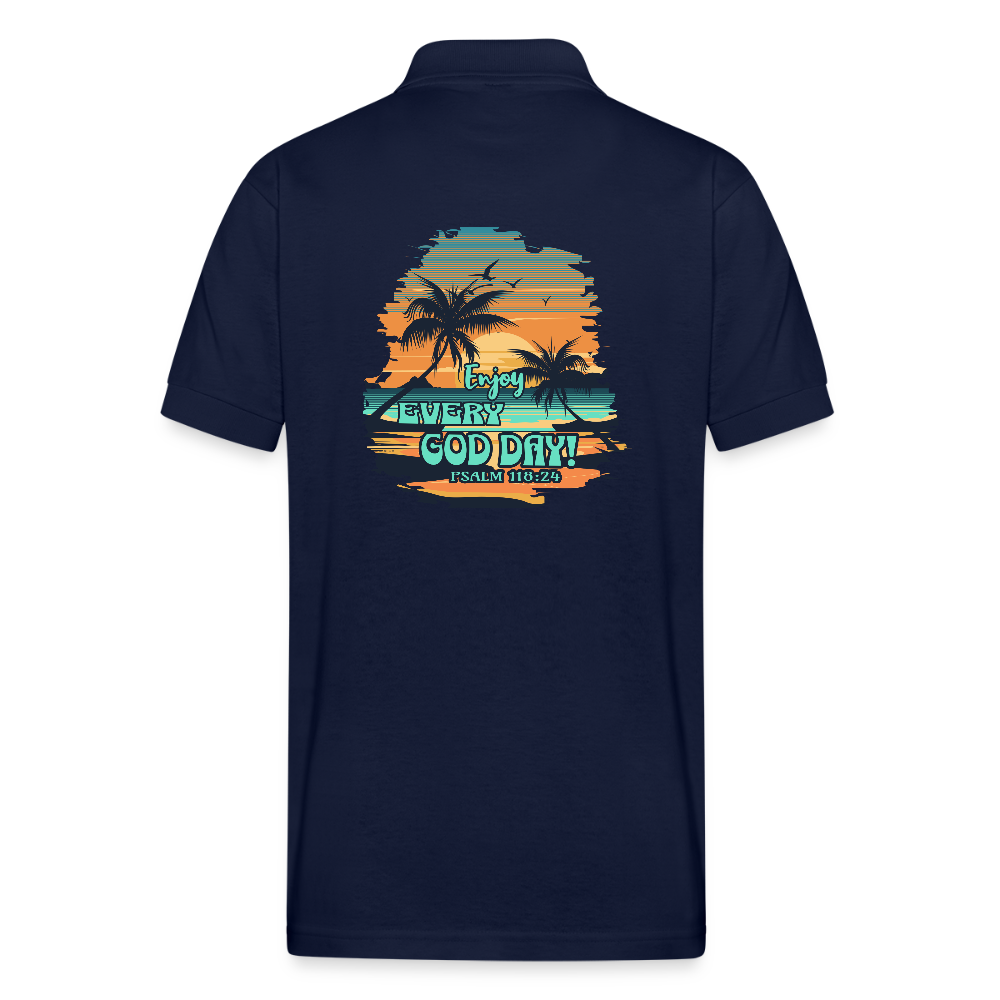 Enjoy Every God Day Gildan Unisex 50/50 Jersey Polo - navy