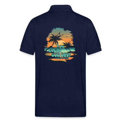 Enjoy Every God Day Gildan Unisex 50/50 Jersey Polo - navy
