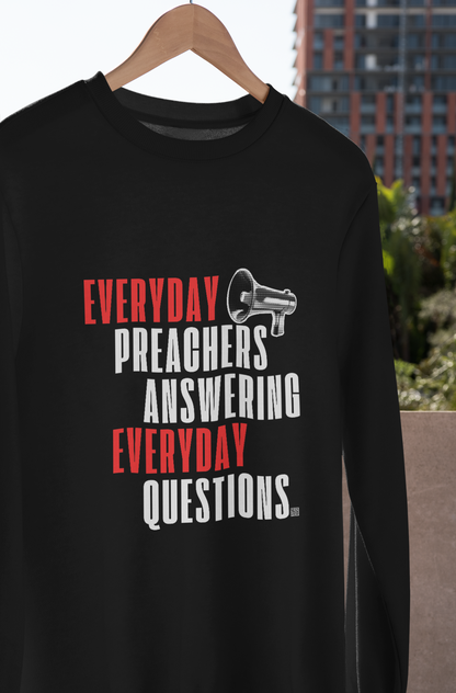 Everyday Preachers... Unisex Lightweight Crewneck Sweatshirt [Red/White text w/sleeve text]