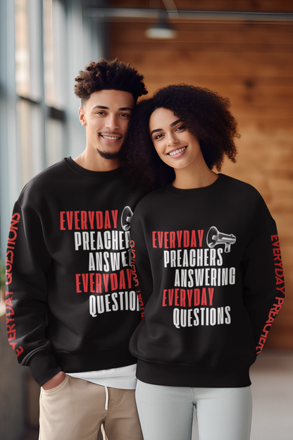 Everyday Preachers... Unisex Lightweight Crewneck Sweatshirt [Red/White text w/sleeve text]