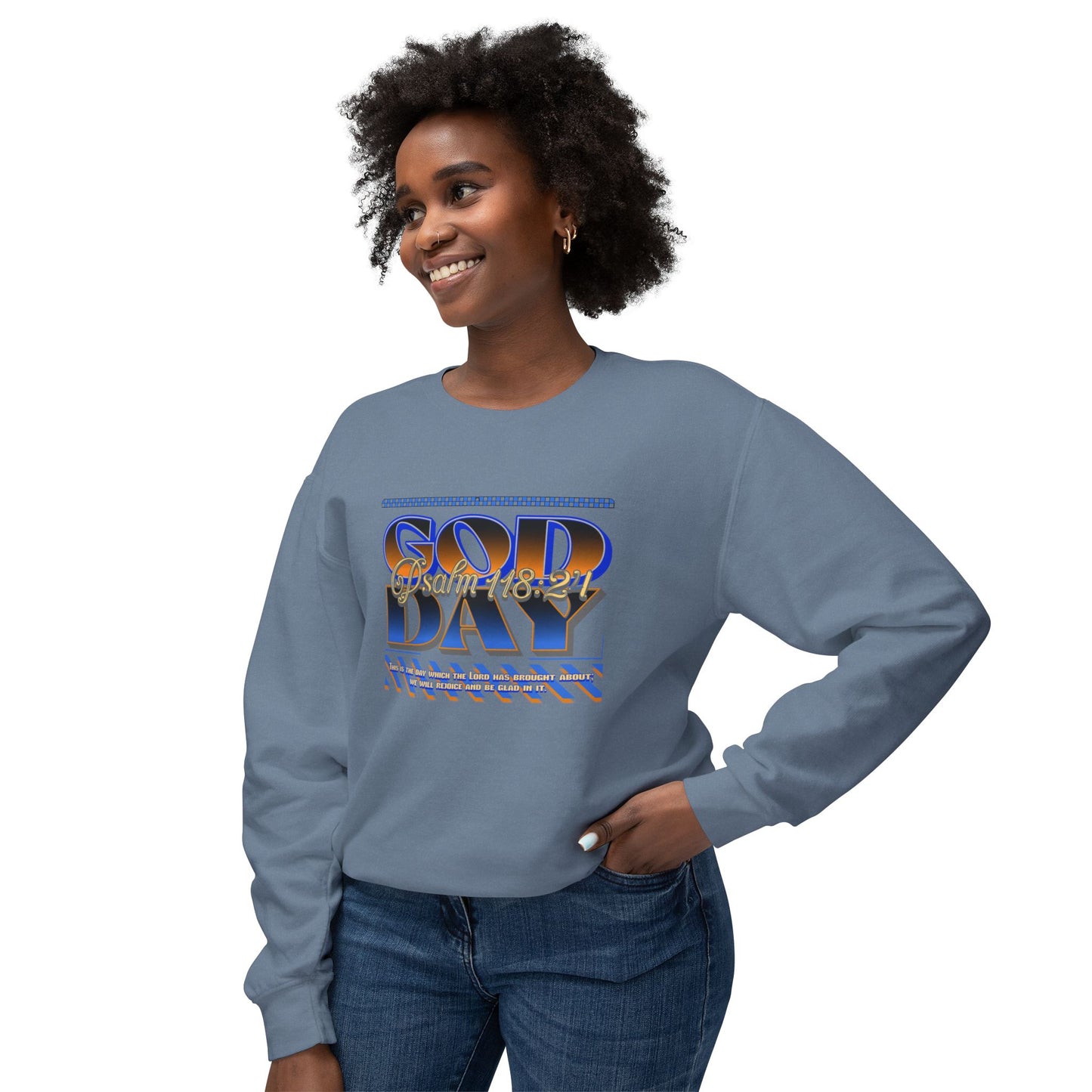 "God Day" Unisex Lightweight Crewneck Sweatshirt w/no Sleeve Text