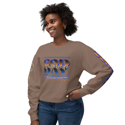 "God Day" Unisex Lightweight Crewneck Sweatshirt w/Sleeve Text